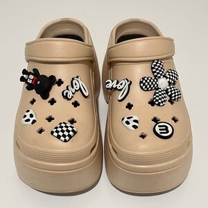 Beige blush Clogs with Fun Charms